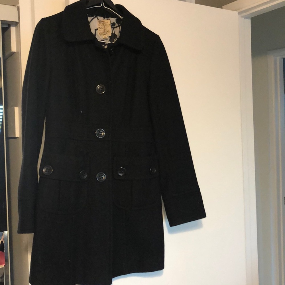Long, black Tulle Pea Coat